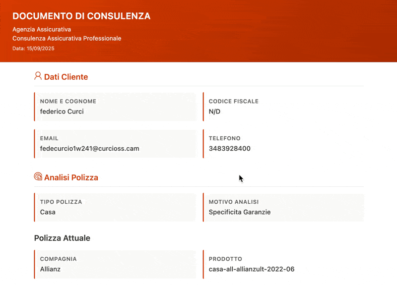 Output Consulenza Personalizzata
